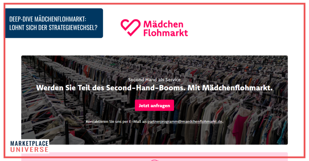 Turnaround with a new marketplace strategy? Screenshot of Mädchenflohmarkt's website