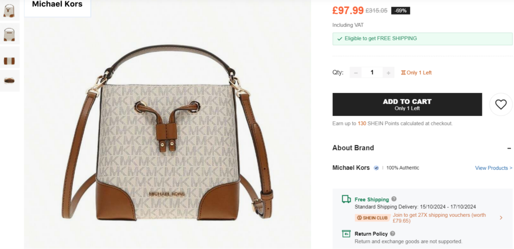 Western brands on Shein: Michael Kors