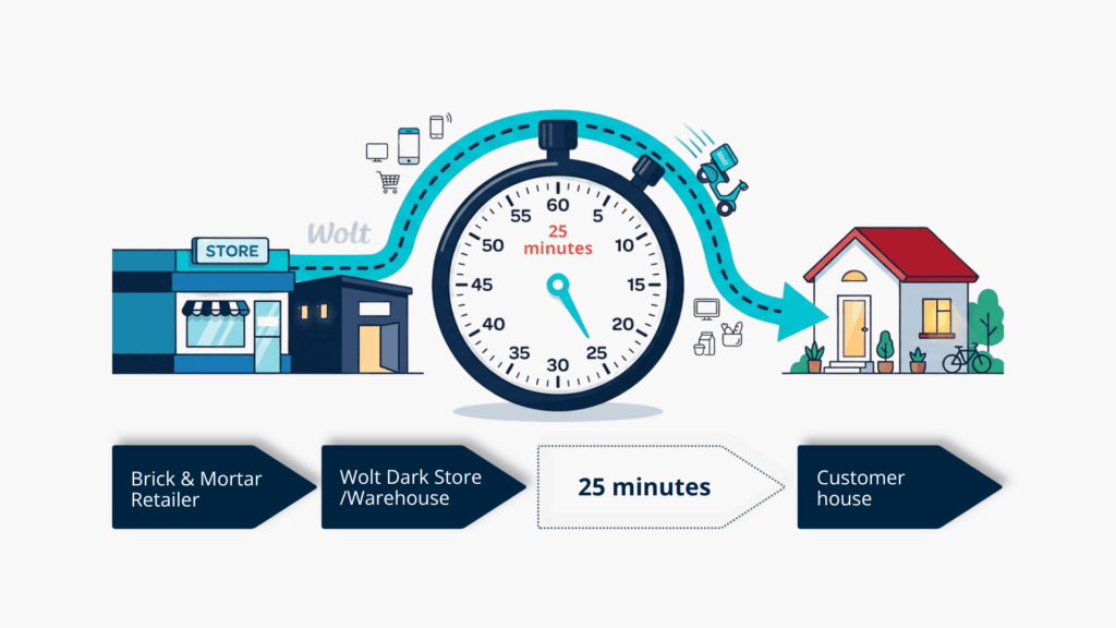 Instant retail - Delivery from Warehouse or dark store or store in 30 minutes